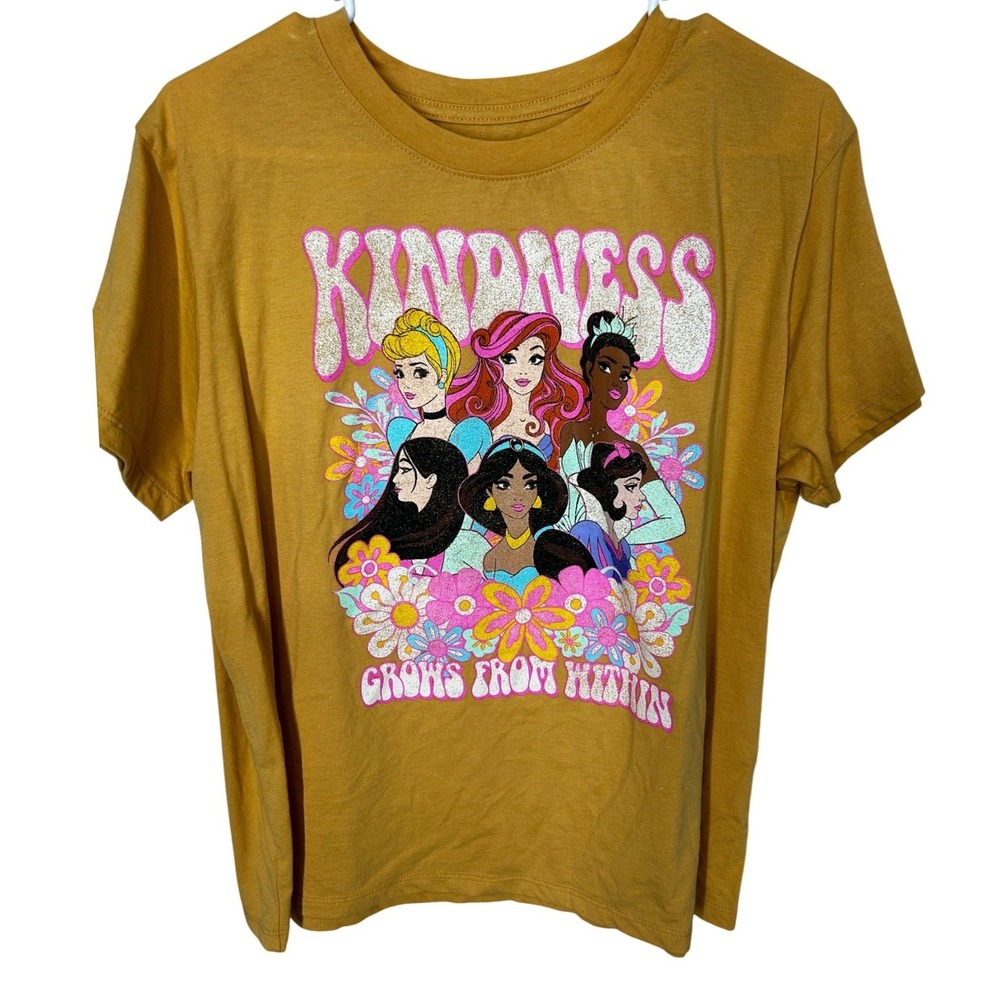 Disney Princess Yellow Tee Shirt Kindness Grows from Within Women's Size XL‎